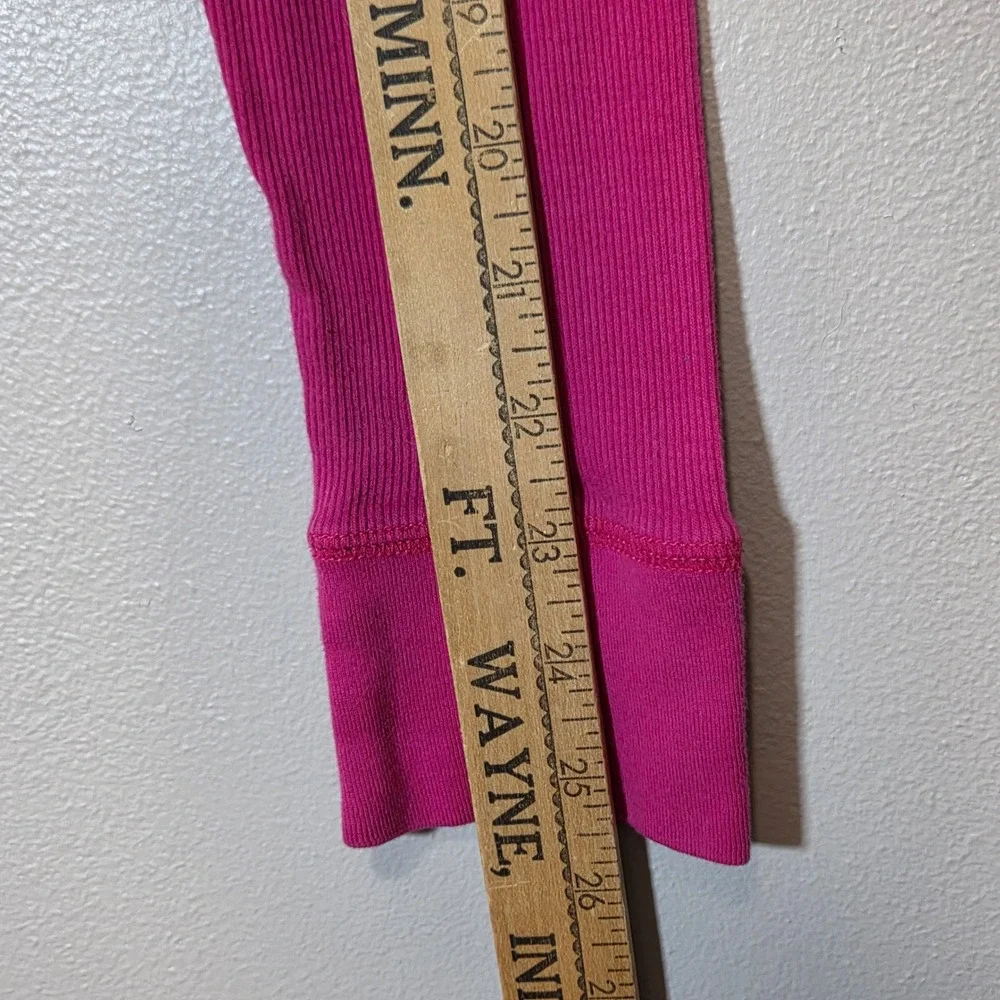 Abercrombie Henley Top Y2K Pink Fitted Ribbed Elena Gilbert Coquette Size Medium - Picture 12 of 13